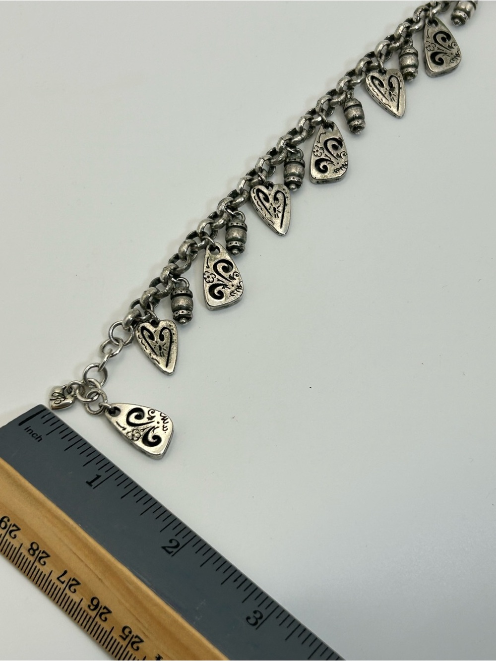 Brighton Brazilian Heart Charm Bracelet 8" Silver Plated Vintage Dangle Fair - Picture 8 of 10